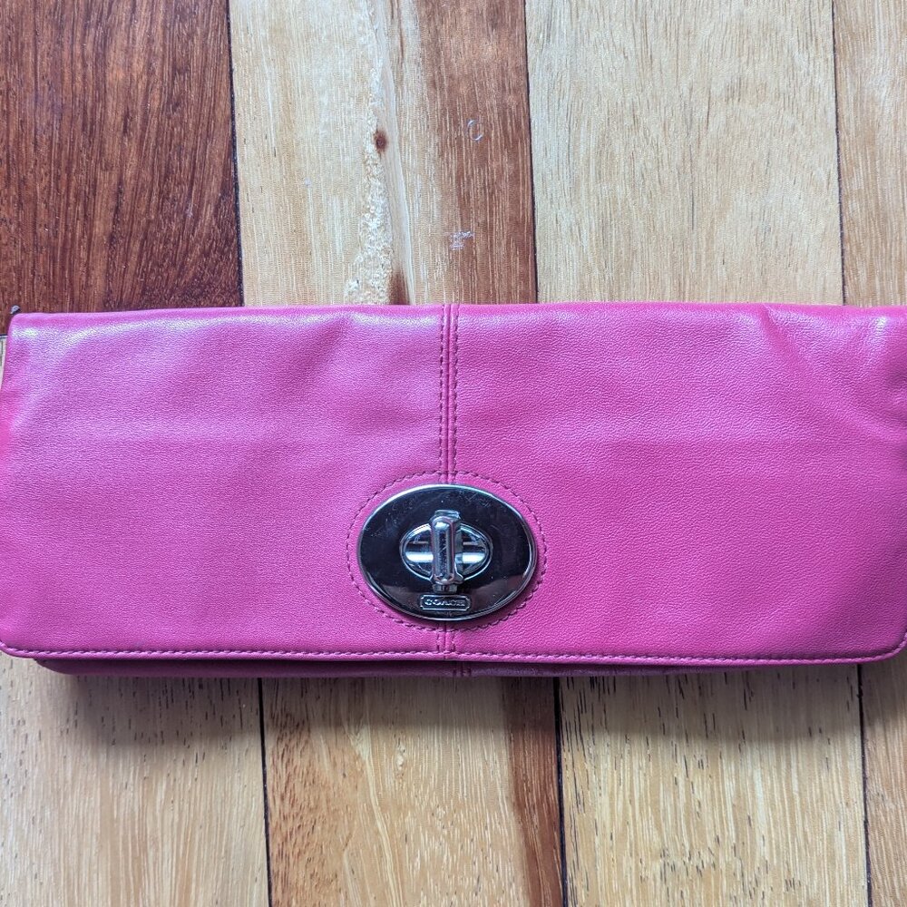 COACH Pink Madeline Foldover Clutch